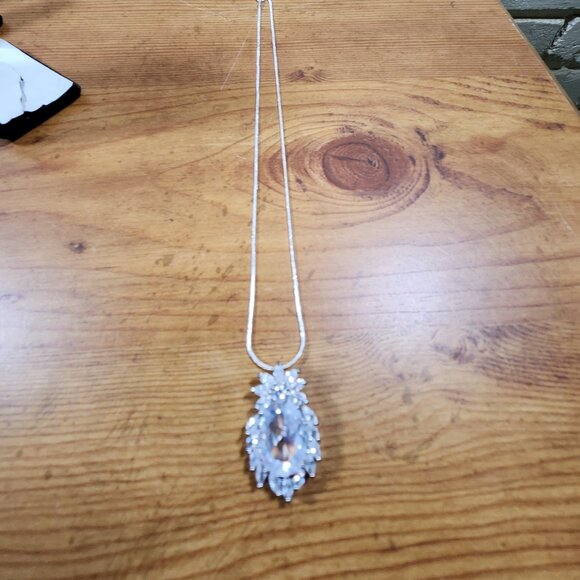 New Womens Crystal Sterling Silver Necklace 18" - Picture 4 of 4